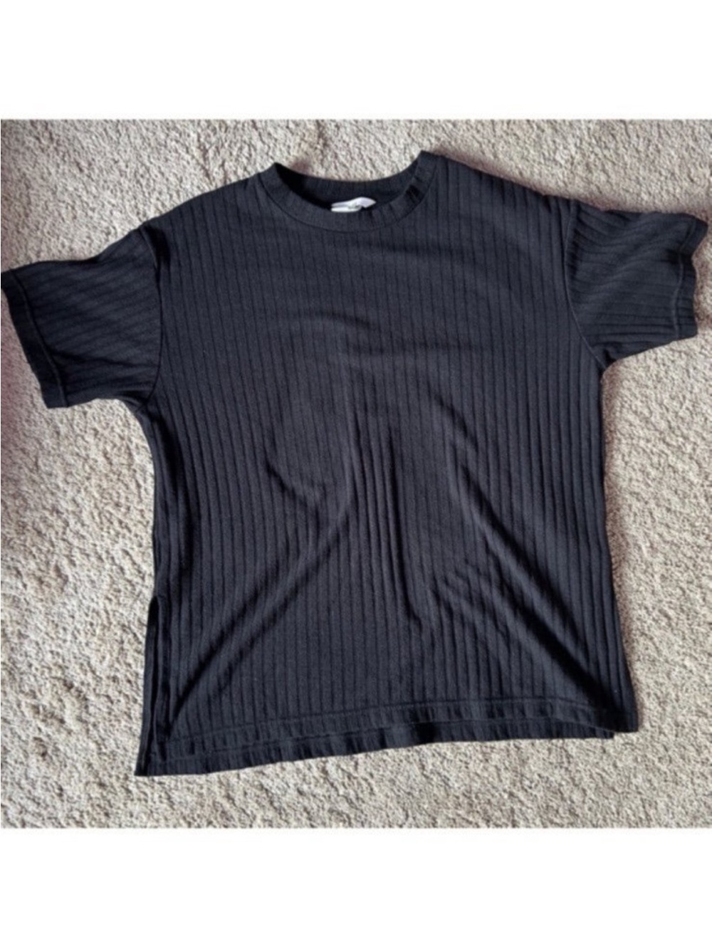 H&M Black Ribbed Short Sleeve Tee